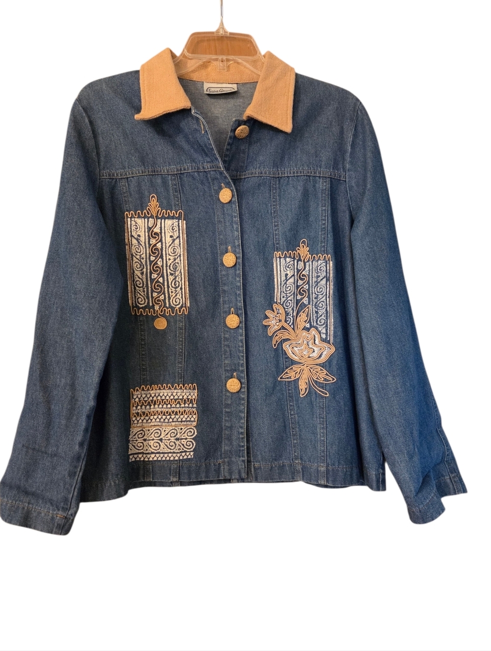 VTG Denim Jacket Grandmacore Cotton Coastal Artsy St Germaine Size Large